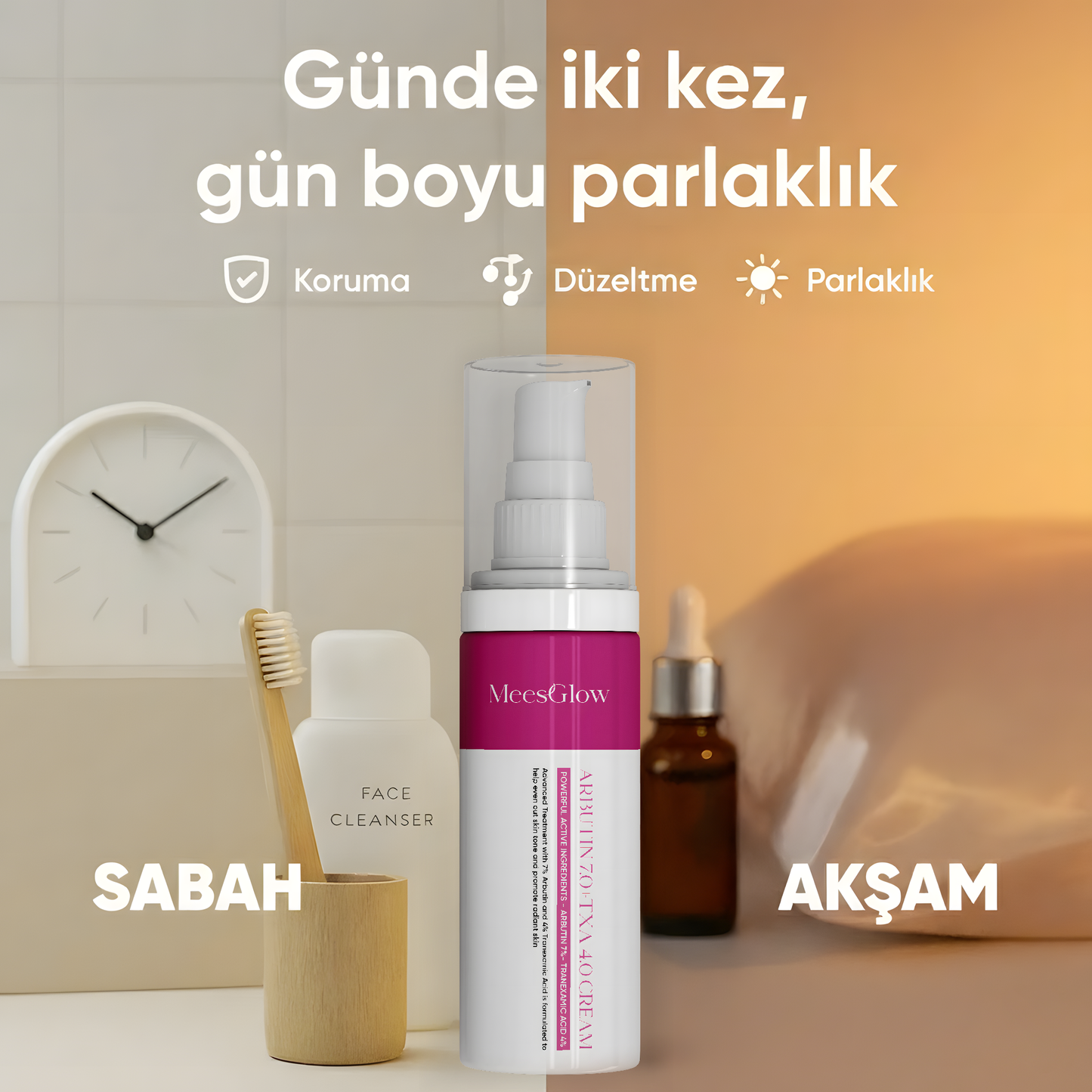 MeesGlow™ Canlandırıcı Krem: Arbutin %7 + Traneaksamik Asit %4